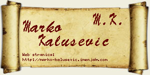 Marko Kalušević vizit kartica